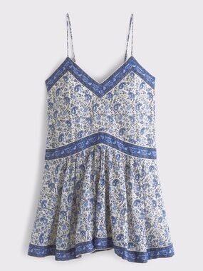 Abercrombie and Fitch Blue Paisley Print Spaghetti Strap Mini Skort